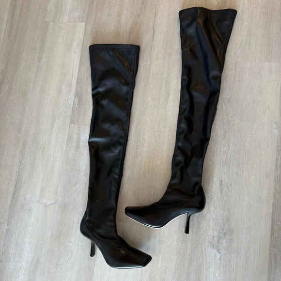 New Jimmy Choo Mire Square-Toe Thigh-High Leather Boots 38.5 $1,695 - Picture 9 of 15